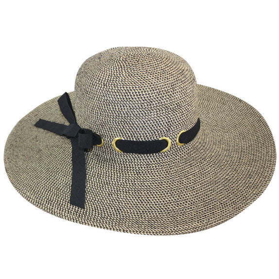 Wide Brim Packable Beach Hat with Ribbon Bow - Jeanne Simmons Hats