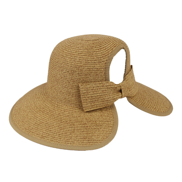 Wide Brim Straw Ponytail Facesaver Sun Hat - Jeanne Simmons