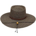 Wide Brim Tweed Straw Gaucho Hat with Chin Cord - Karen Keith Hats Bolero Hat Scala Hats BT44-A Black/Tan Mix  