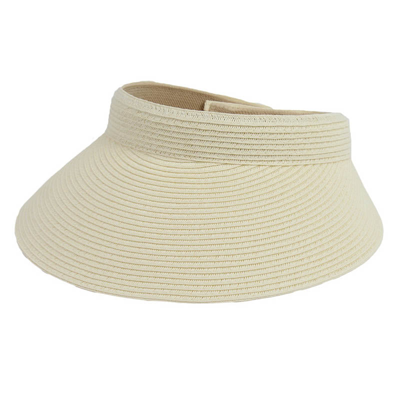 Wide Brim Solid Color Sun Visor - Jeanne Simmons Accessories Visor Cap Jeanne Simmons Accessories JS6011-IVO Ivory