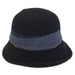 Curled Brim Wool Cloche with Metallic Detail Stripe - Adora Hats Cloche Adora Hats