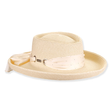 Women's Gambler Hat with Rhinestone Studded Scarf - Sun 'N' Sand Hats Bolero Hat Sun N Sand Hats HH3450A Natural M/L (58 cm)