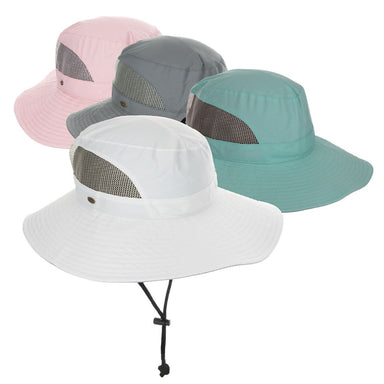 Women's Trail Hat with Mesh Crown, Chin Strap, Ponytail Hole - Scala Hats Trail Hat Scala Hats SCA12019-AQUAA Aqua OS (56-58 cm)