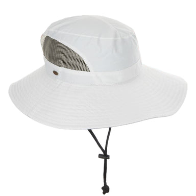 Women's Trail Hat with Mesh Crown, Chin Strap, Ponytail Hole - Scala Hats Trail Hat Scala Hats SCA12019-WHT White OS (56-58 cm)