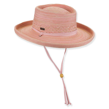 Women's Lightweight Gambler Hat with Chin Cord - Sun 'N' Sand Hats Bolero Hat Sun N Sand Hats HH3581A Coral L (58 cm)