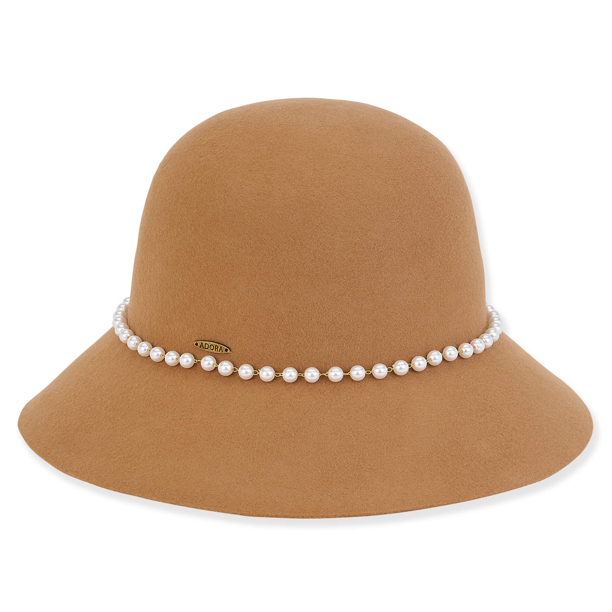 Wool Felt Cloche with String of Pearls Accent - Adora® Hats