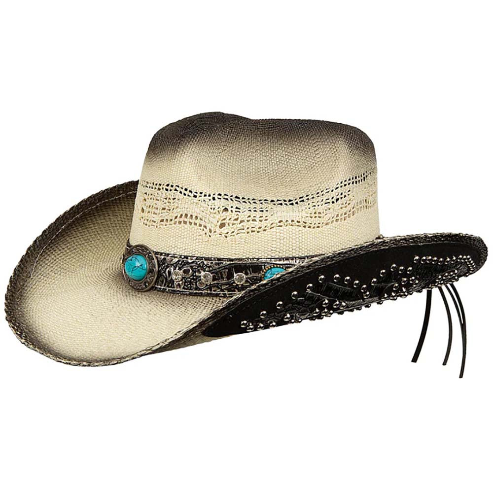 Woven Straw Cowboy Hat with Turquoise Concho - Kenny Keith Hats