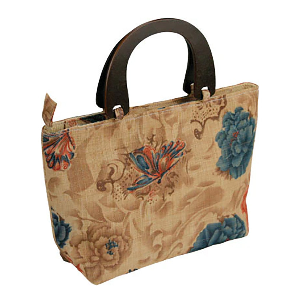 Woven Raffia Bag with Colorful Flower or Butterfly Print Bags Great hats by Karen Keith B76R-E Blue  