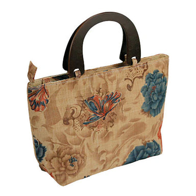 Woven Raffia Bag with Colorful Flower or Butterfly Print Bags Great hats by Karen Keith B76R-E Blue  