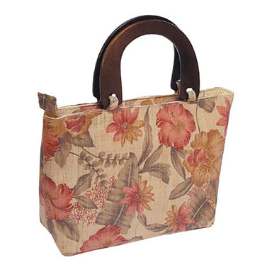 Woven Raffia Bag with Colorful Flower or Butterfly Print Bags Great hats by Karen Keith B76R-F Red  