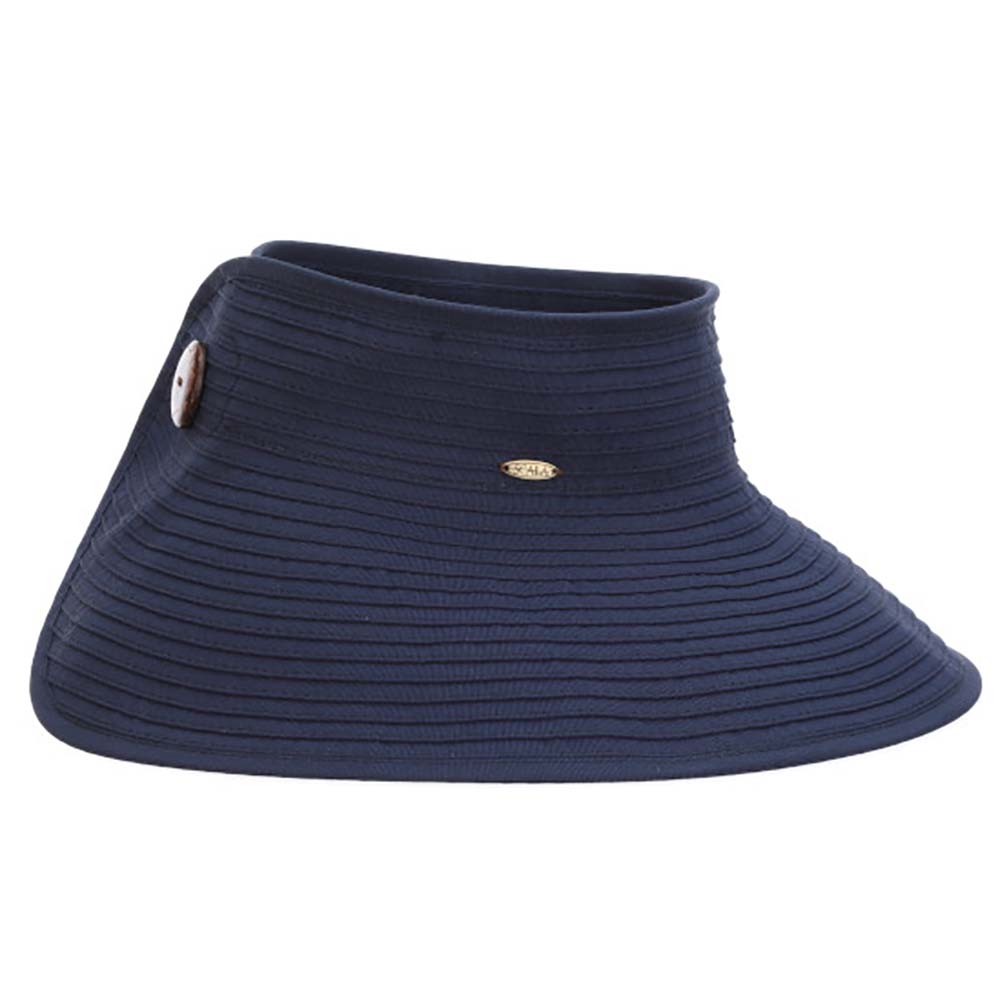 Wrap-Around Fabric Sun Visor Hat - Scala Hats Visor Cap Scala Hats V252-NAVY Navy OS 