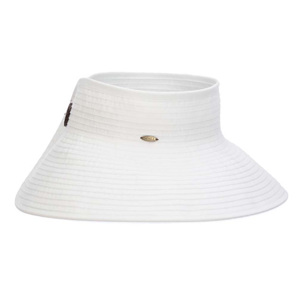 Wrap-Around Fabric Sun Visor Hat - Scala Hats Visor Cap Scala Hats V252-WHT White OS 