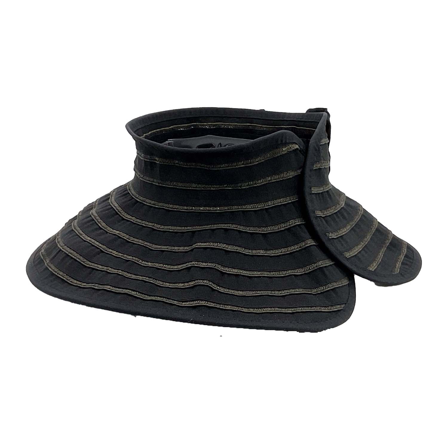 Wrap Around Roll Up Sun Visor with Flowers - Milani Hats Visor Cap Milani Hats    