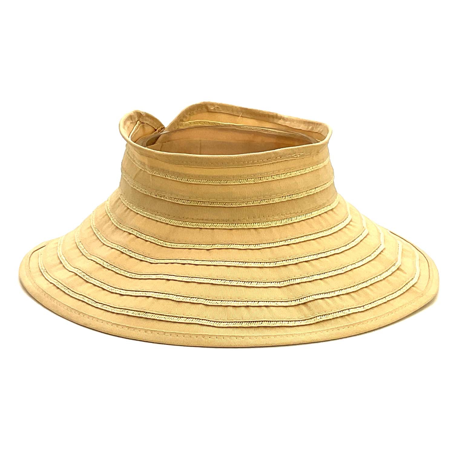 Wrap Around Roll Up Sun Visor Hat - Milani Hats Visor Cap Milani Hats V02BG Beige  