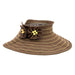 Wrap Around Roll Up Sun Visor with Flowers - Milani Hats Visor Cap Milani Hats V02BN Brown  