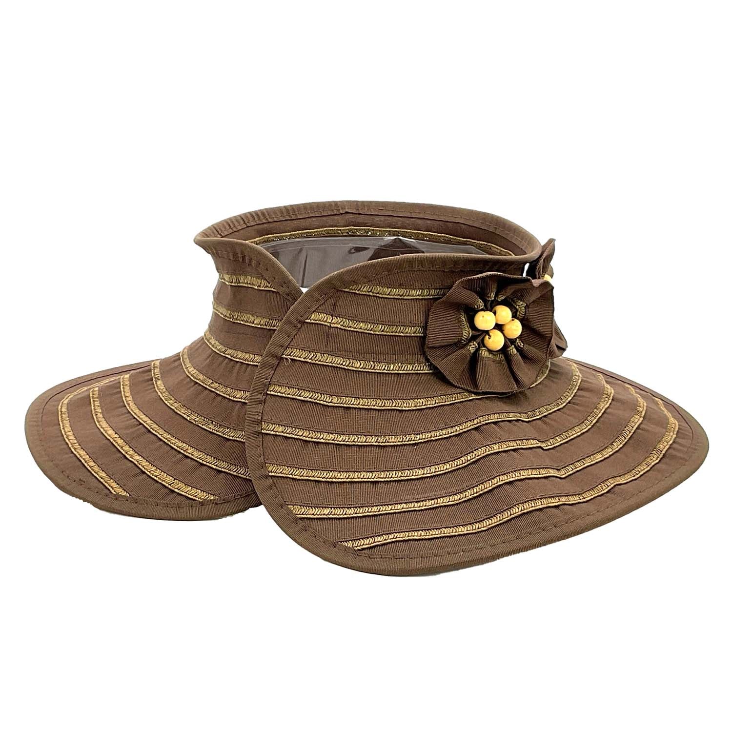 Wrap Around Roll Up Sun Visor with Flowers - Milani Hats Visor Cap Milani Hats    
