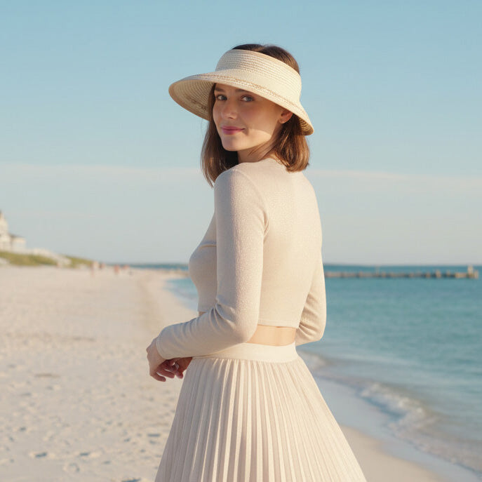 Wrap Around Visor Hat with Bow for Small Heads - Sun 'N' Sand Hats Visor Cap Sun N Sand Hats