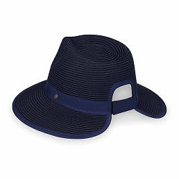 Navy backless hat with ponytail opening