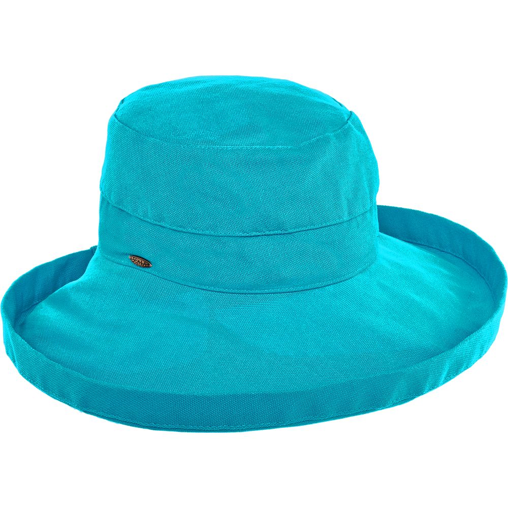 Cotton Up Turned Large Brim Sun Hat - Scala Hats for Women Kettle Brim Hat Scala Hats LC399-LGOON Lagoon M/L (57 - 58 cm)