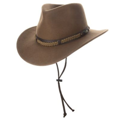 Sutherland Four Seasons Wool Felt Safari Hat with Chin Cord - Scala Hats Safari Hat Scala Hats DF219-KAKI3 Khaki Large (59 cm)