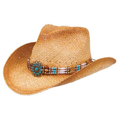 Large Size Women's Cowboy Hat with Turquoise Stone Concho - Karen Keith Hats Cowboy Hat Great hats by Karen Keith RM10D-Cm Tan Medium (57 cm) 