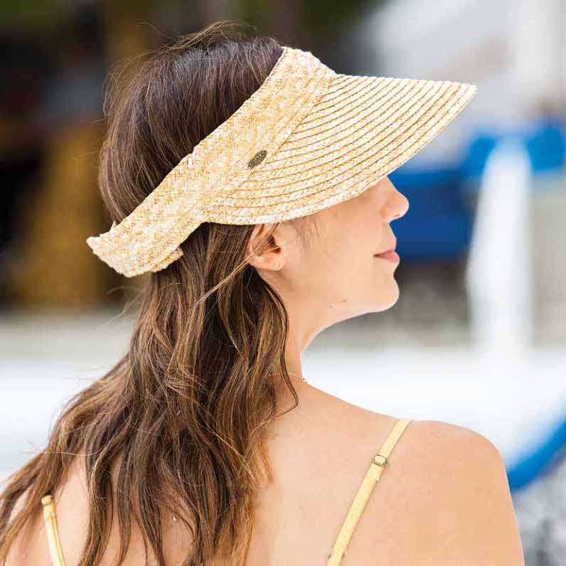 Traditional sun visor hats have Velcro®, hook and loop closure. Velcro® closure sun visors allow a wide range of adjustment for fit small to large size heads.