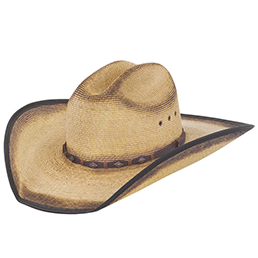 Men's cowboy hat with a black band on a white background