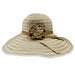 Polka Dot Ribbon Sun Hat with Flower - Jeanne Simmons Hats Wide Brim Sun Hat Jeanne Simmons JS9515-TAUPE Beige