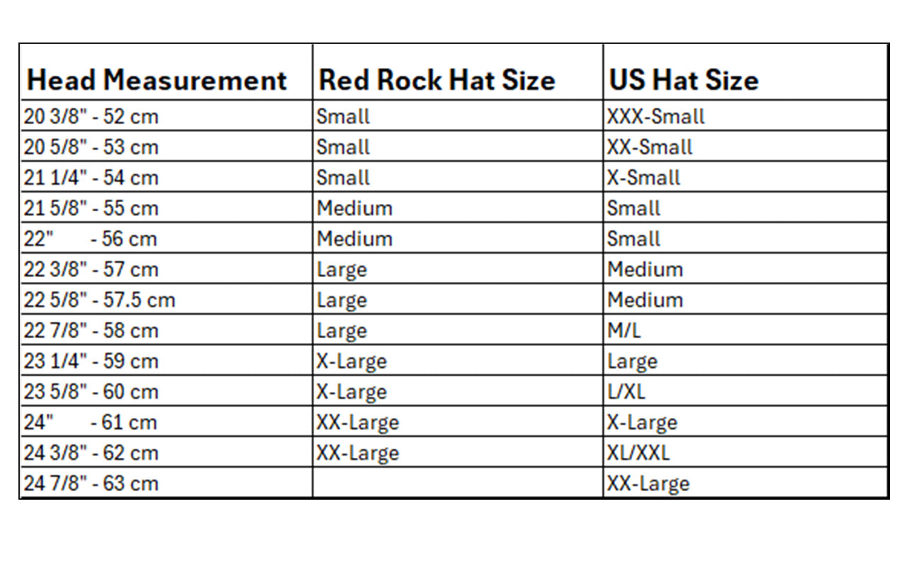 Premium Cattle Suede Mesh Crown Cooler Hat - Red Rock Hats size chart