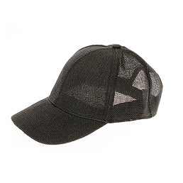 Black baseball cap for women with mesh back on a white background