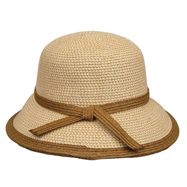 Two Tone Summer Cloche with Contrast Trim - Karen Keith Cloche Great hats by Karen Keith BT15-NTTW Natural Tweed 58 cm