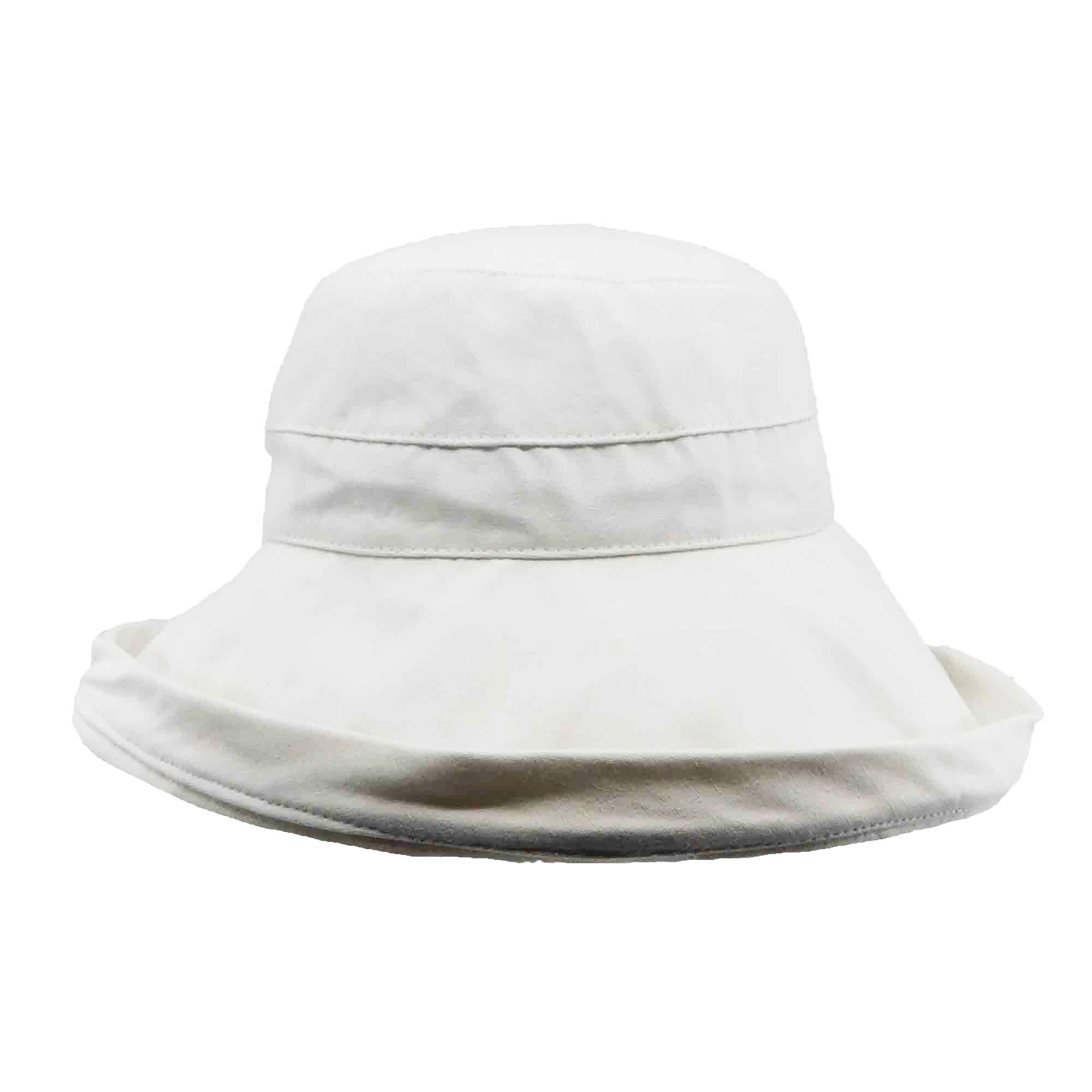 Upturned Brim Cotton Breton Hat - Milani Hats Kettle Brim Hat Milani Hats WSCT473WH White M/L (58.5 cm) 