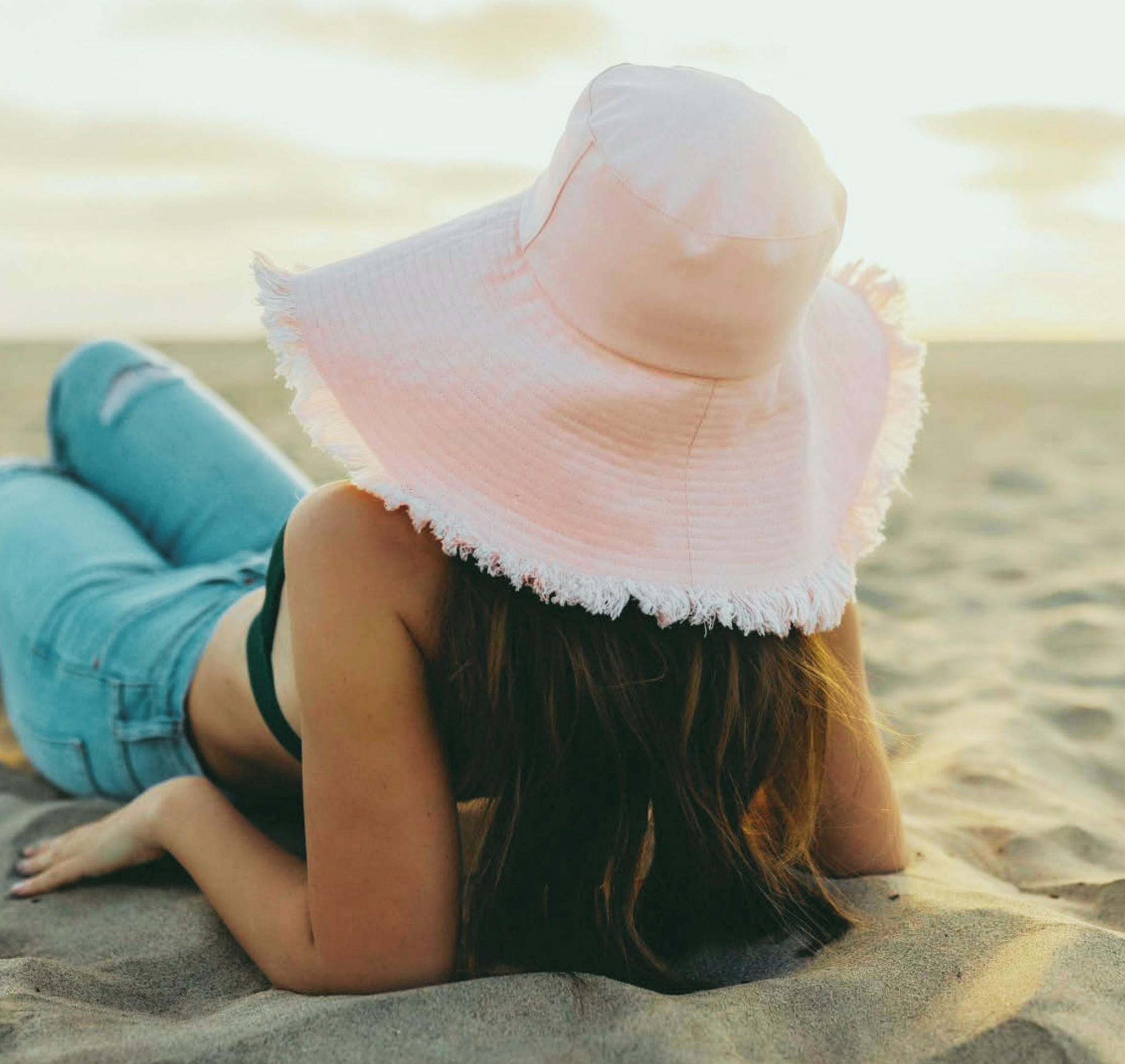 Frayed Bucket Hat 100% Cotton Wide Brim Summer Beach Outdoor Headwear An everyday summer staple, the Navy Bucket Hat is designed  main image 3