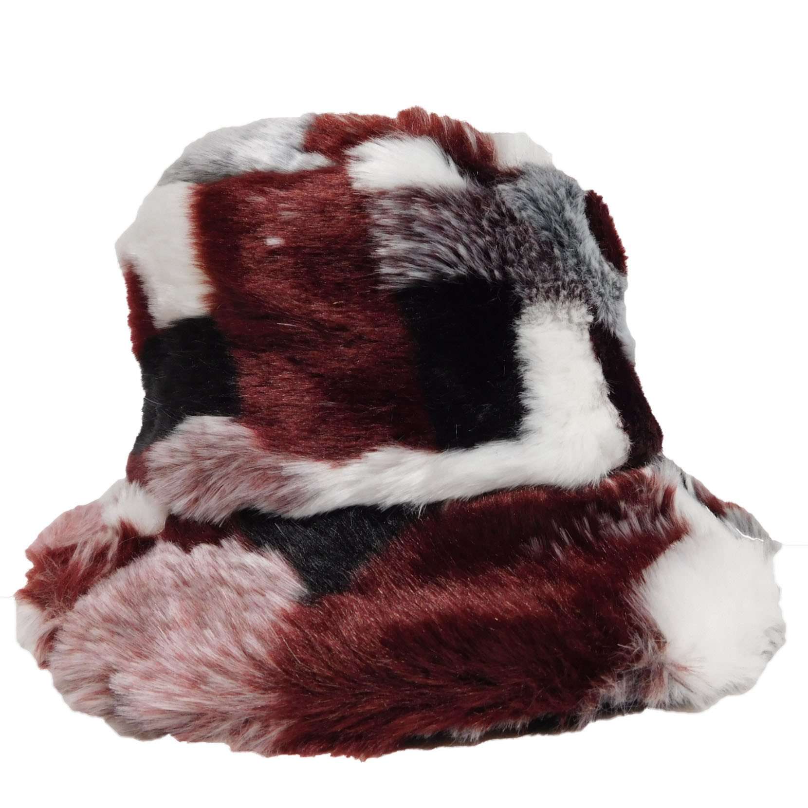 Faux Fur Bucket Hat Cloche Jeanne Simmons WWFF104RM Red  