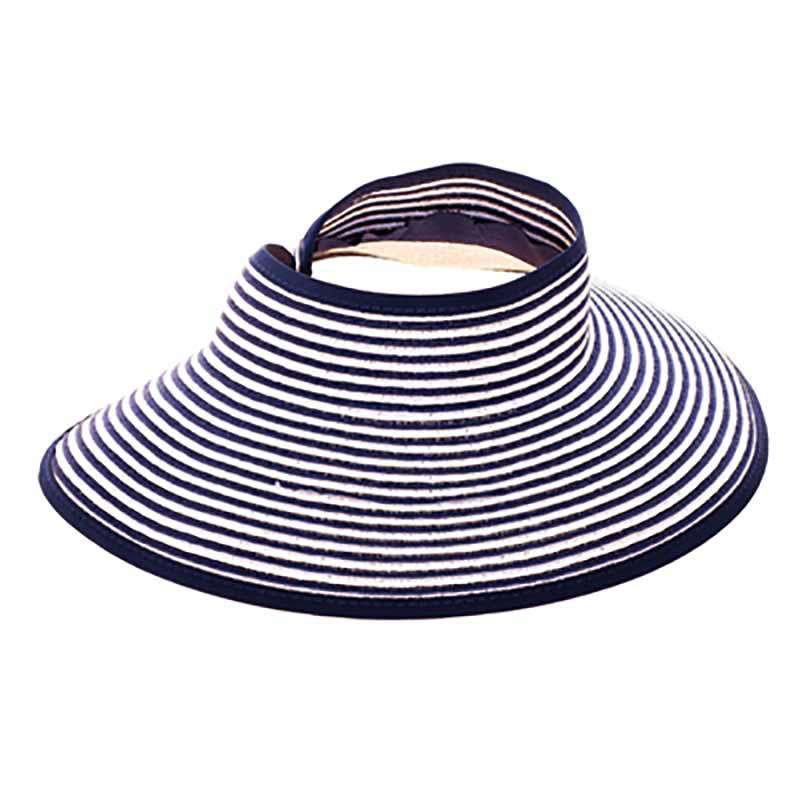 Two Tone Roll Up Wrap Around Sun Visor Hat by Boardwalk Visor Cap Boardwalk Style Hats da148-2nw Navy / White OS 