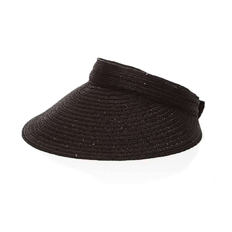Wide Brim Roll Up Sun Visor with Sequin Visor Cap Boardwalk Style Hats da1709bk Black  