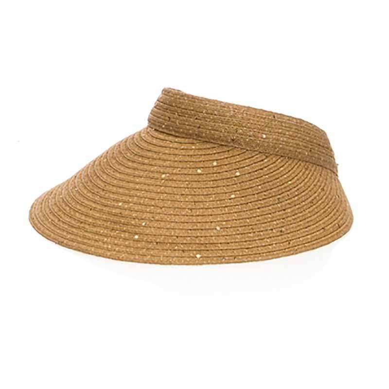 Wide Brim Roll Up Sun Visor with Sequin Visor Cap Boardwalk Style Hats da1709nt Natural  