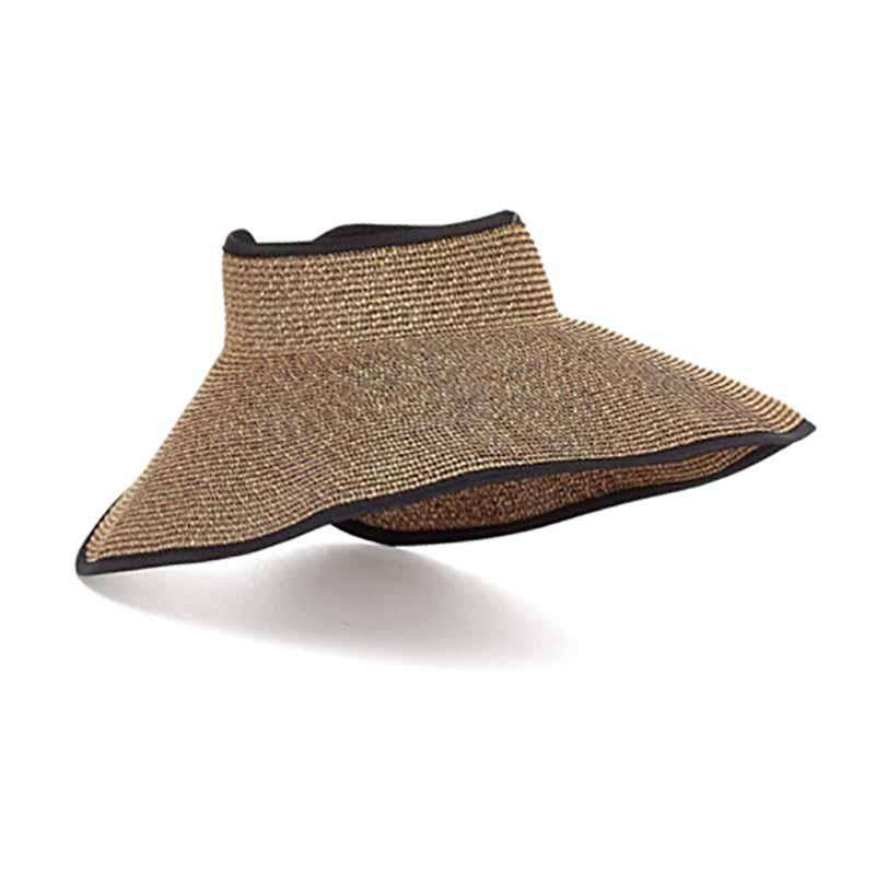 Large Roll Up Sun Visor with Contrast Trim Visor Cap Boardwalk Style Hats da1710bk Black tweed  