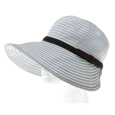 Ribbon Facesaver Style Sun Hat Facesaver Hat Boardwalk Style Hats da1736wh Light Grey Medium (57 cm) 