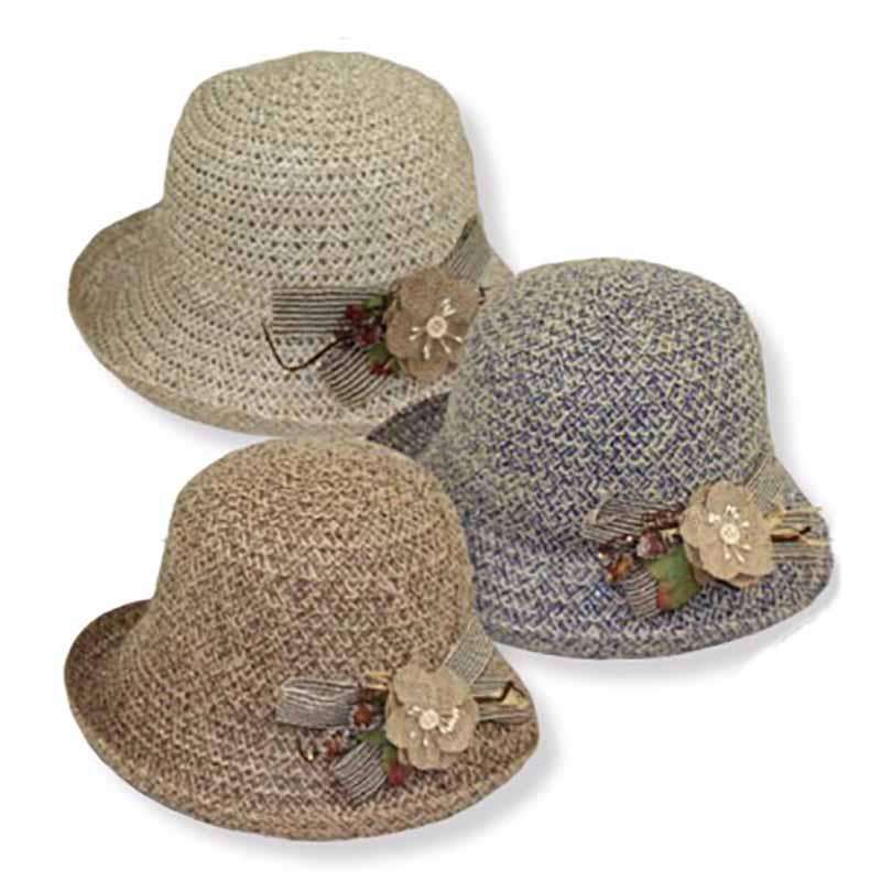 Slanted Up Turned Brim Summer Cloche by JSA for Women, Cloche - SetarTrading Hats 