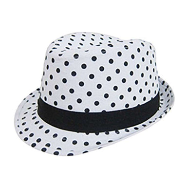 Junior Black and White Polka Dot Fedora Hat - Boardwalk Style Hats Fedora Hat Boardwalk Style Hats 2101-55 White S (55 cm) 