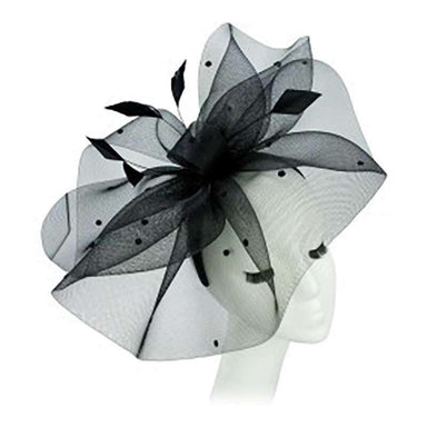 Large Dotted Tulle Veil Fascinator - Something Special Hat Fascinator Something Special Hat uq6821bk Black  