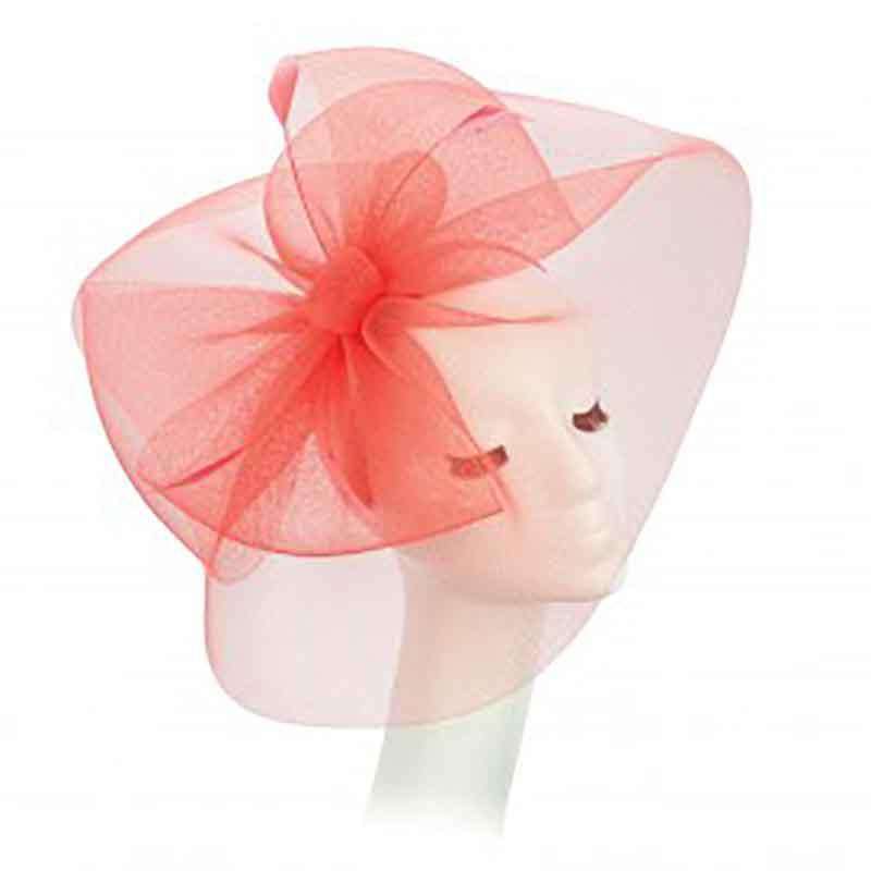 Large Wavy Tulle Veil Fascinator - Something Special Collection Fascinator Something Special Hat uq6822co Coral  
