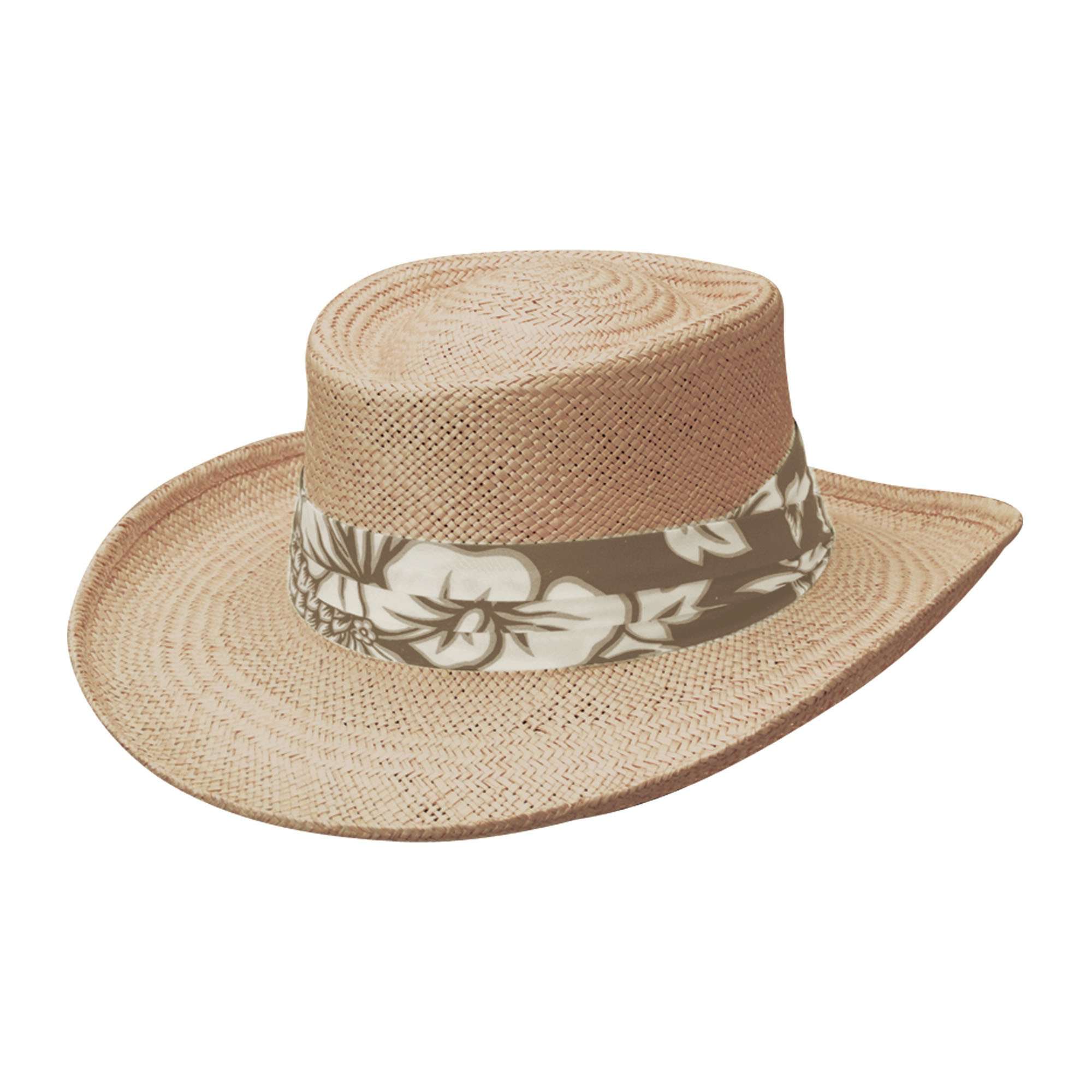 Palm Gambler Hat with Tropical Band - Scala Hats for Men Gambler Hat Scala Hats MS352osKHM Khaki S/M 