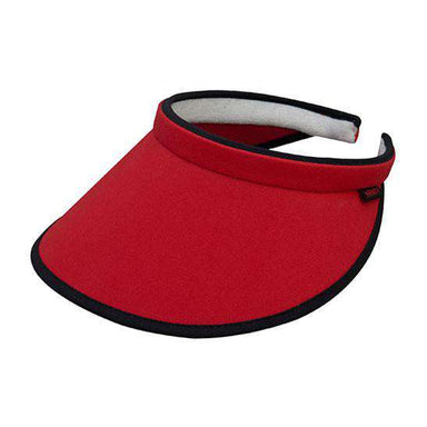 Brushed Cotton Clip-on Sun Visor with Contrast Trim - Red, Visor Cap - SetarTrading Hats 
