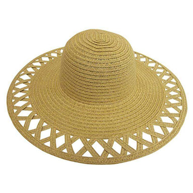 Cutout Brim Straw Summer Hat, Natural - Boardwalk Style Wide Brim Sun Hat Boardwalk Style Hats DA530BG Beige Medium (57 cm) 