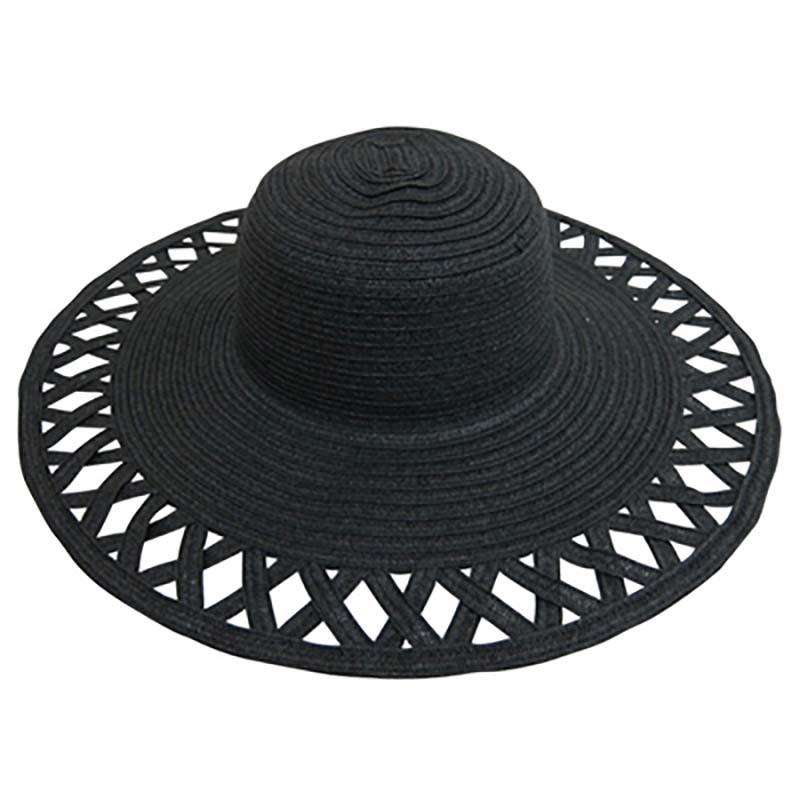 Cutout Brim Straw Summer Hat, Fuchsia - Boardwalk Style, Wide Brim Sun Hat - SetarTrading Hats 