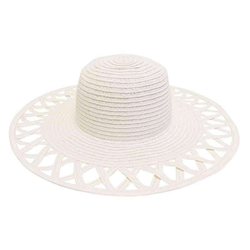 Cutout Brim Straw Summer Hat, Fuchsia - Boardwalk Style, Wide Brim Sun Hat - SetarTrading Hats 