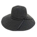 Embroidered Ribbon Wide Brim Sun Hat Wide Brim Sun Hat Boardwalk Style Hats da594bk Black Medium (57 cm) 