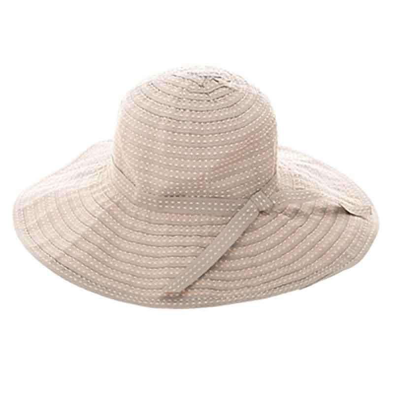 Embroidered Ribbon Wide Brim Sun Hat, Wide Brim Sun Hat - SetarTrading Hats 